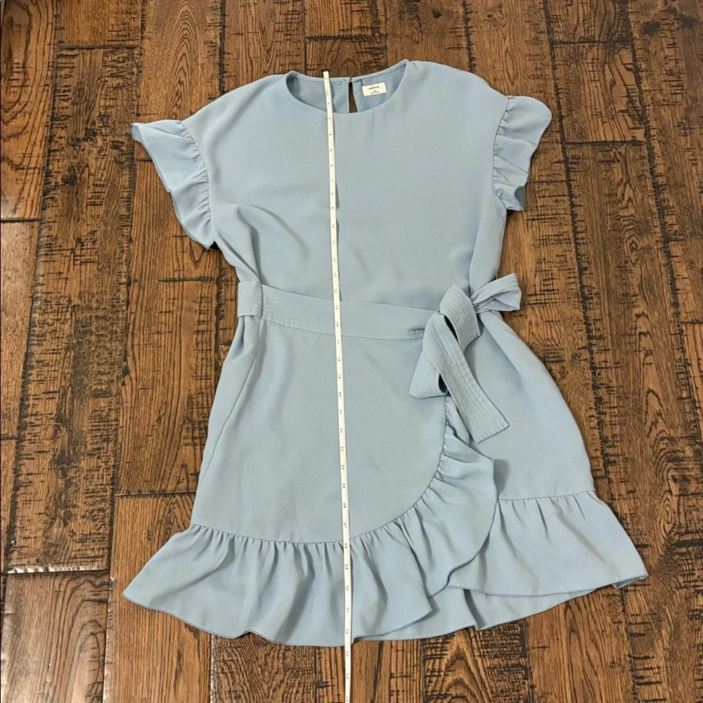 Wilfred Powder Blue Ruffle Wrap Mini Dress - Picture 4 of 10